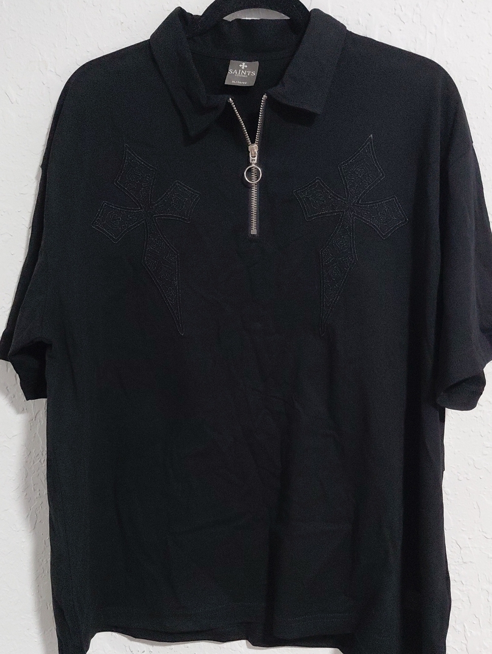 SAINTS Studio Short Sleeve Polo Shirt  Black, Size XL